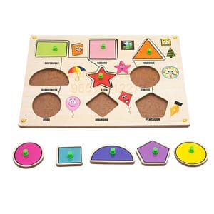 Wooden Puzzle with Knobs Educational and Learning Toy for Kids (Shapes)