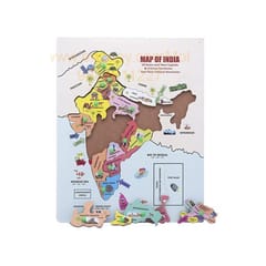 Wooden Puzzle with Knobs Educational and Learning Toy for Kids (India MAP)