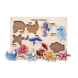 Wooden Puzzle with Knobs Educational and Learning Toy for Kids (Aquatic Animal)