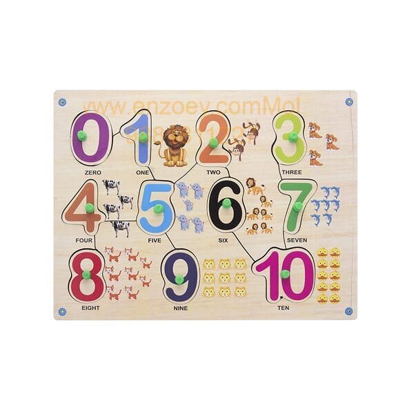 Wooden Puzzle with Knobs Educational and Learning Toy for Kids (Number)