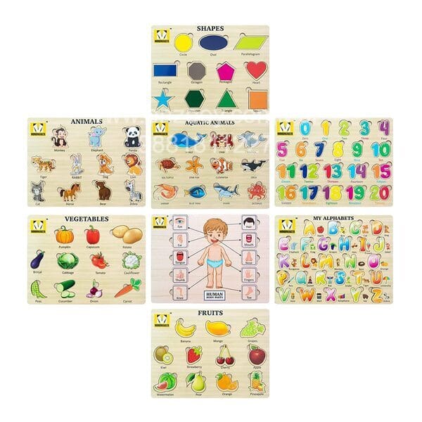 Wooden Puzzle Without Knobs Educational and Learning Toy for Kids(Set of 8)