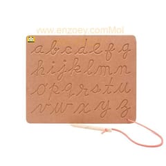 Wooden Educational Capital and Small Alphabet and Cursive Writing Practice Board Toy, 2-6 Years (Brown)