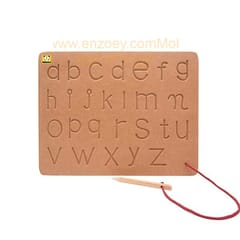 Wooden Educational Capital and Small Alphabet and Cursive Writing Practice Board Toy, 2-6 Years (Brown)