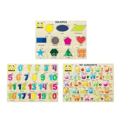 Wooden Puzzles Brain Teasers Toy Educational Gift for Baby Toddlers Kids(Set of 4)