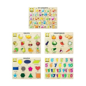 Wooden Puzzles Brain Teasers Toy Educational Gift for Baby Toddlers Kids(Set of 5)