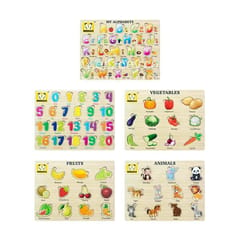 Wooden Puzzles Brain Teasers Toy Educational Gift for Baby Toddlers Kids(5 Puzzles)