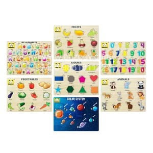 Wooden Puzzles Brain Teasers Toy Educational Gift for Baby Toddlers Kids(Set of 7)