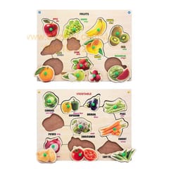 Wooden Puzzle with Knobs Educational and Learning Toy for Kids (Fruits & Vegetables)