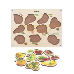 Wooden Puzzle with Knobs Educational and Learning Toy for Kids (Fruits-Animal-APLHABET)