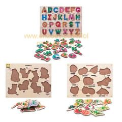 Wooden Puzzle with Knobs Educational and Learning Toy for Kids (Alphabet,Animal & Vegetable)