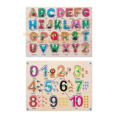 Wooden Puzzle with Knobs Educational and Learning Toy for Kids (Number & Alphabet)