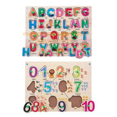 Wooden Puzzle with Knobs Educational and Learning Toy for Kids (Number & Alphabet)