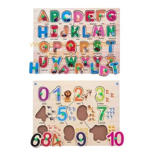 Wooden Puzzle with Knobs Educational and Learning Toy for Kids (Number & Alphabet)