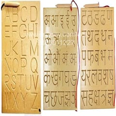 Wooden Tracing Boards with Dummy Pencil (Set of 3 pcs) | Letter Tracing Board | tracing Slate for Kids | Learning Game for Kids Boys and Girls (Capital ABC & Hindi Vowels & Consonants)