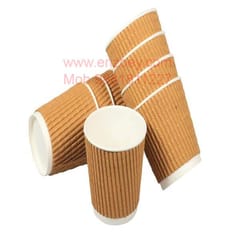 Products Disposable Ripple Paper Cup for Hot Coffee/Drinks for Party (Brown)