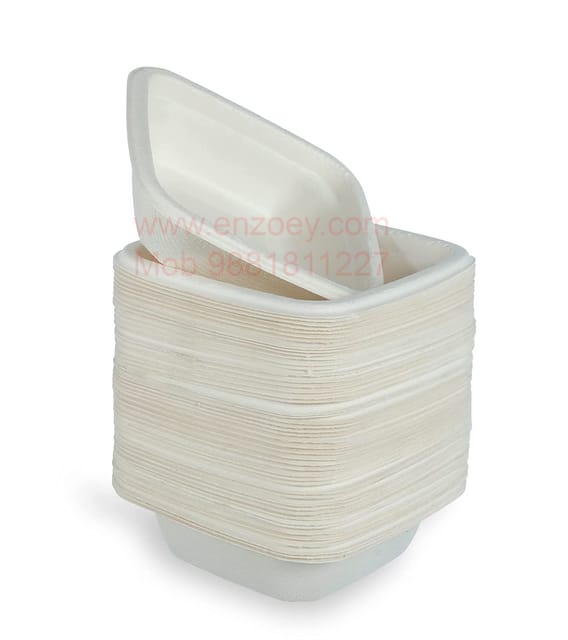 100%Bio-degradable Disposable Bowl for Party and Religious Function(Square 4")