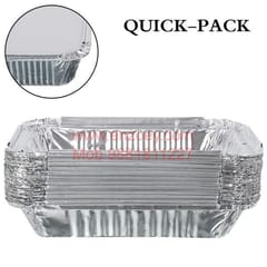 Aluminium Silver Foil Container  Food Storage Disposable puja bhog, Non-stick Containers with Lid for Kitchen Pack of 25,|| Color: Silver