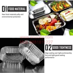 Aluminium Silver Foil Container  Food Storage Disposable puja bhog, Non-stick Containers with Lid for Kitchen Pack of 25,|| Color: Silver