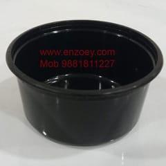 250 ml Black Round Container with Air Tight Transparent Lid:Set of 25