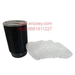 250 ml Black Round Container with Air Tight Transparent Lid:Set of 25