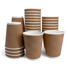 Ripple Paper Cups 150 ML Mug for Coffee, Tea and Cappuccino in Party, Office, Events and Other (Brown, Pack of 25)