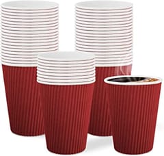 Ripple Paper Cups 150 ML Mug for Coffee, Tea and Cappuccino in Party, Office, Events and Other (Red,Pack of 25)