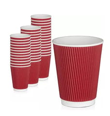 Ripple Paper Cups 150 ML Mug for Coffee, Tea and Cappuccino in Party, Office, Events and Other (Red,Pack of 25)