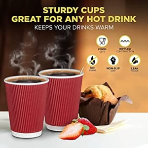 Ripple Paper Cups 150 ML Mug for Coffee, Tea and Cappuccino in Party, Office, Events and Other (Red,Pack of 25)