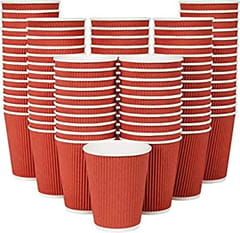 Ripple Paper Cups 150 ML Mug for Coffee, Tea and Cappuccino in Party, Office, Events and Other (Red,Pack of 25)