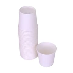 Paper Glass Disposable Tea/Coffee Cups, Set of 50 pcs, 200 ml - White