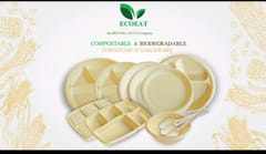 ECOEAT  Round Plate 11 Inch 4 Compartment Pack of 25 Compostable & Biodegradable Constrach Tableware