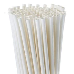 White Paper Straws - Biodegradable Disposable Drinking Straws for Juices, Shakes, Smoothies For Cake Pops in Birthday, Anniversary, Wedding Celebrations, Party Decor, & Supplies (Pack of 100)