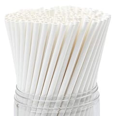 White Paper Straws - Biodegradable Disposable Drinking Straws for Juices, Shakes, Smoothies For Cake Pops in Birthday, Anniversary, Wedding Celebrations, Party Decor, & Supplies (Pack of 100)