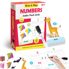 NUMBERS Write & Wipe Jumbo Flash Cards (With Marker Pen) for Kids 2+ Years