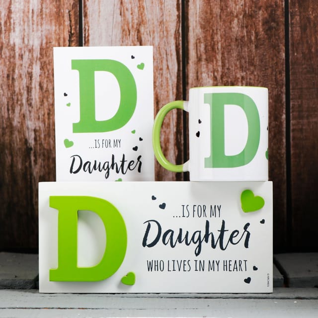 KEEP SAKE Daughter Gift Combo with Ceramic Mug and Elevated Initial Quotation with a FREE GREETING CARD