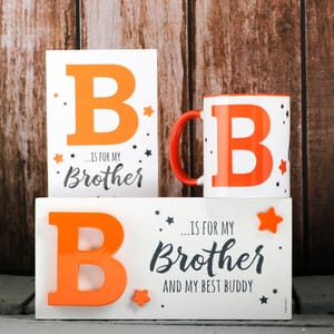 Keep Sake Brother Gift Combo With Ceramic Mug And Elevated Initial Quotation With A Free Greeting Card