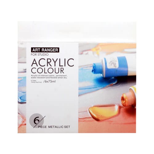 METALLIC ACRYLIC COLOUR FOR STUDIO (6 SHADES X 75 ML)