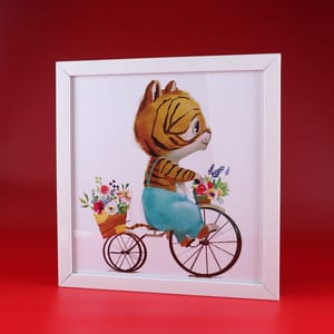 Tiger Riding Bicycle Personalised Photoframe