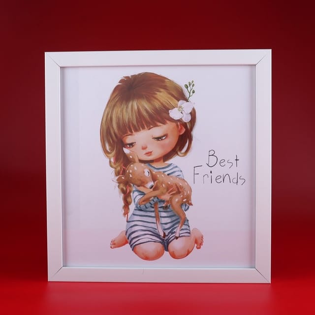 Beautiful Girl with Deer Personalised Photoframe