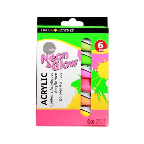 DALER ROWNEY NEON & GLOW ACRYLIC COLOUR 6 PCS