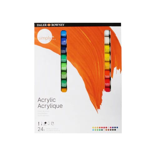 DALER ROWNEY SIMPLY ACRYLIC COLOUR TUBE SET (24 X 12ML)