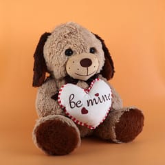 Brown and Cream Sitting Dog with Heart Soft Toy Set 40cm ,Annimal Soft Toy Home Decor, Soft Toy For Kids , Birthday Gift