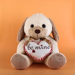 Brown and Cream Sitting Dog with Heart Soft Toy Set 40cm ,Annimal Soft Toy Home Decor, Soft Toy For Kids , Birthday Gift