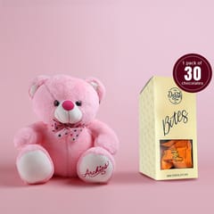 Cuddly Bear Soft Toy 40cm with The Delish Co - Bites Mini Chocolate Bar 270g Home Decor , Soft Toy For Kids , Birthday Combo Gift Set