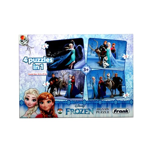 DISNEY FROZEN JIGSAW PUZZLE 4 PUZZLES IN 1.