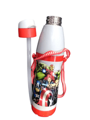 Steel Polo Big Insulated Bottle with Belt 500ml Marvel Avengers Stainless Steel Inner for Back to School Boys, Gift, Return Gift