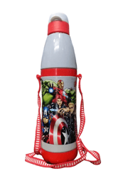 Steel Polo Big Insulated Bottle with Belt 500ml Marvel Avengers Stainless Steel Inner for Back to School Boys, Gift, Return Gift