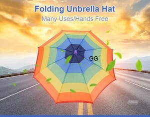 Hat Umbrella Colorful Party Hats , Rainbow Colorful Beach Party Hats , Premium Quality Hat Umbrella For Kids & Adults , Polyester Umbrella Size  In open 52 cm ,Size In Fold 30 cm ,Gift For Your Kids In Rainy Season