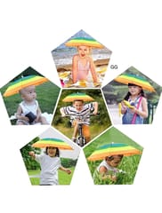 Hat Umbrella Colorful Party Hats , Rainbow Colorful Beach Party Hats , Premium Quality Hat Umbrella For Kids & Adults , Polyester Umbrella Size  In open 52 cm ,Size In Fold 30 cm ,Gift For Your Kids In Rainy Season