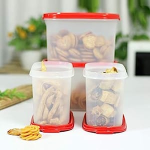 Tupperware Plastic Storage Container- 1.1 liters, 4 Pieces, White , Gift Set , kitchen accessories